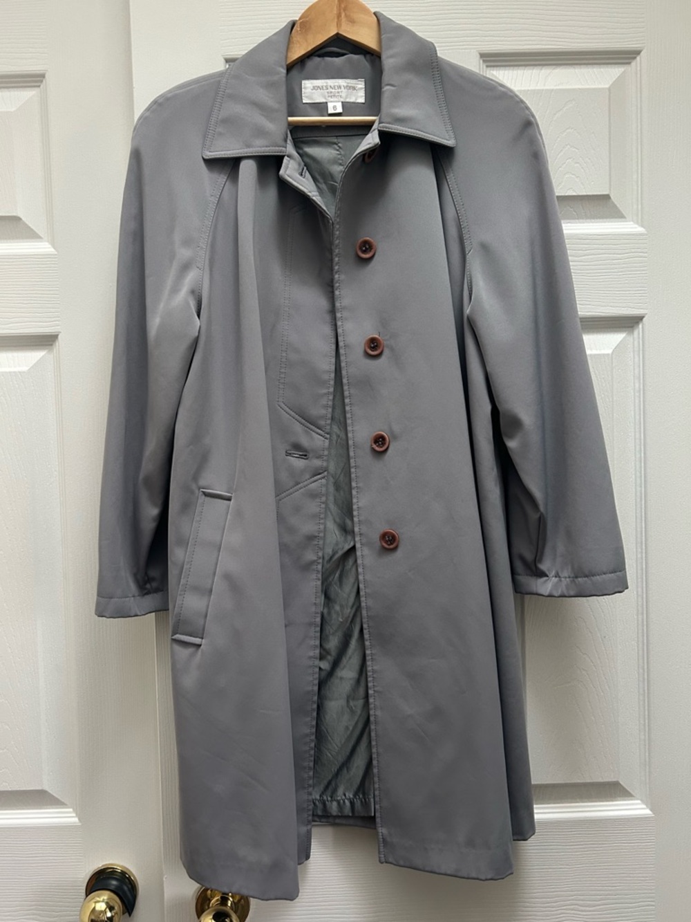 Vintage Jones New York Gray Trench Rain Coat